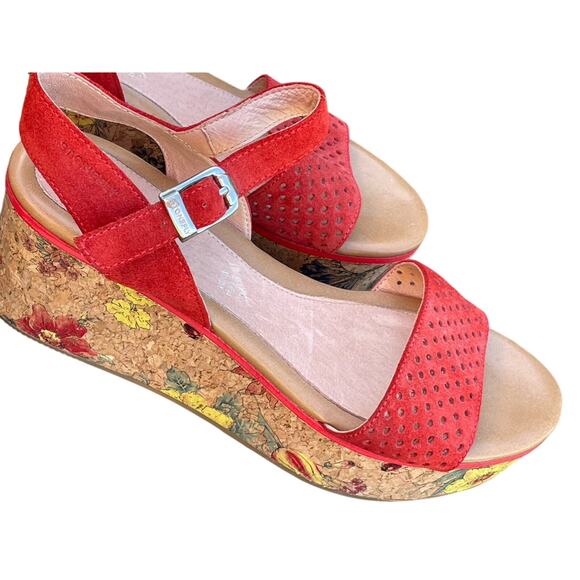 Stonefly Diva Platform Wedge Suede Sandals Size 37 Aurora Red - Picture 6 of 16
